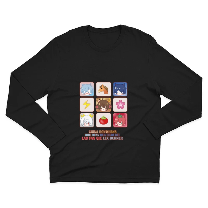 Niedliche Avatare und Symbole Herren Langarm T-Shirt