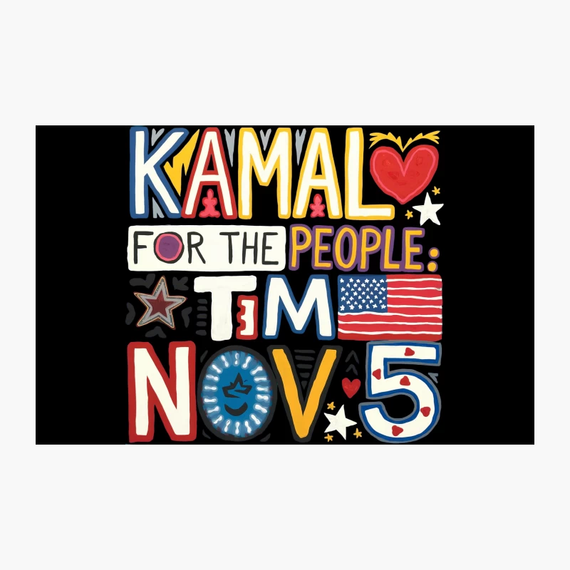 Colorful Kamala Harris Campaign Typography with Patriotic Elements Travel Mug