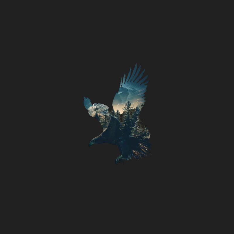 Majestic Eagle with Forest Silhouette Bucket Hat