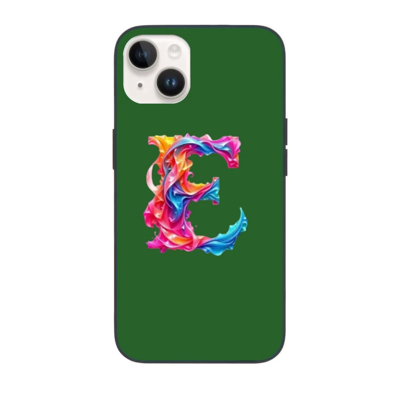 Vibrant Liquid Rainbow Letter E Design iPhone Case