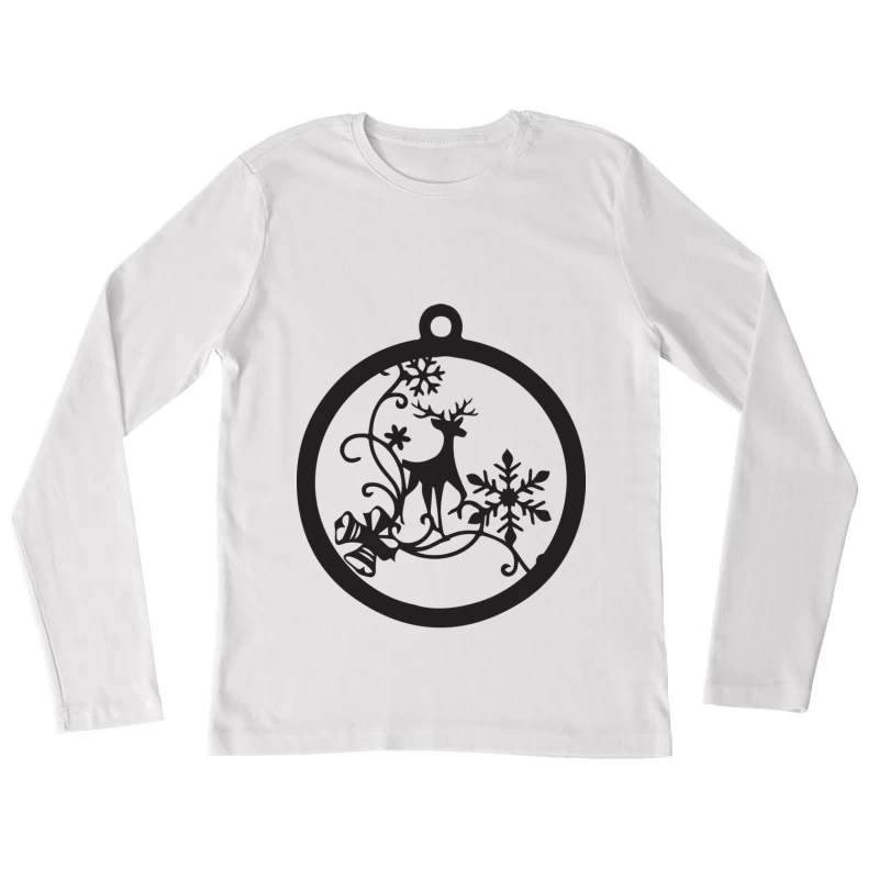 Ornement de Noël avec renne et flocons Femme Manches Longues T-Shirt