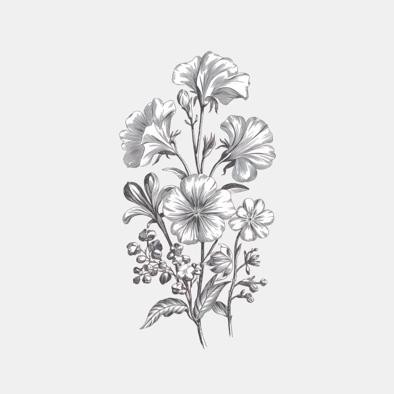 Vintage Botanical Floral Sketch: Detailed Black and White Plant Illustration Male Tank Top