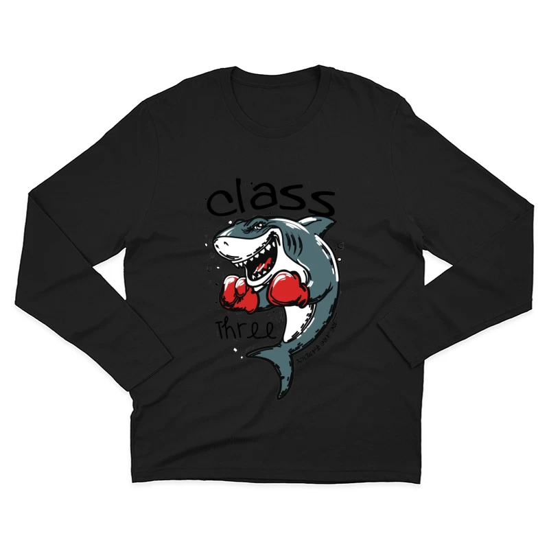 Boxender Hai Comic-Illustration Herren Langarm T-Shirt