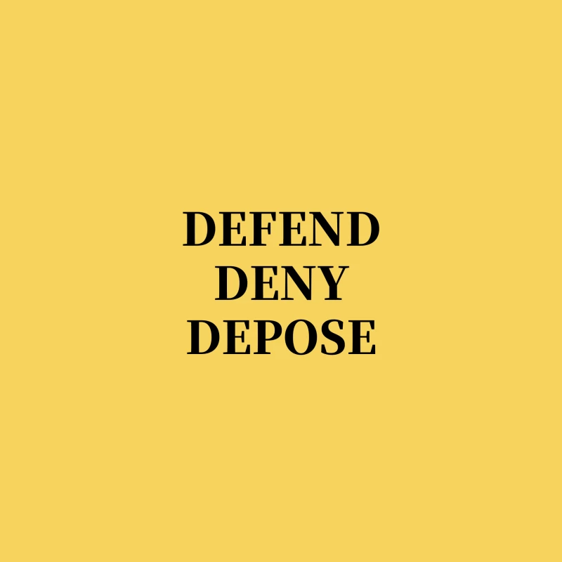 Legal Defense Strategy Text: Defend, Deny, Depose Bucket Hat