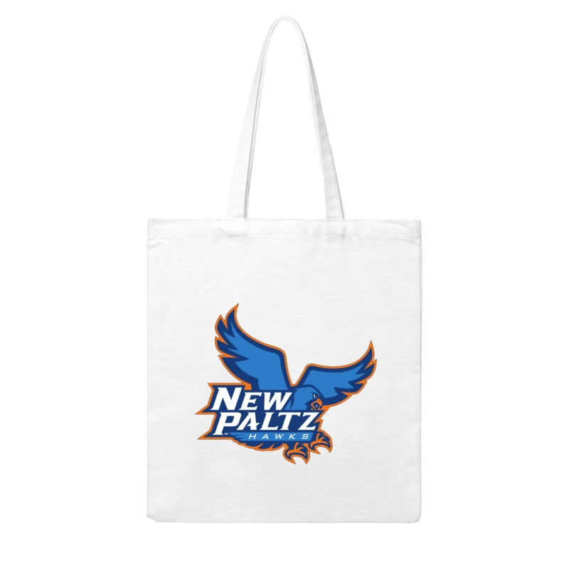 New Paltz Hawks Athletic Logo with Blue Hawk Mascot Cotton Tote Bag