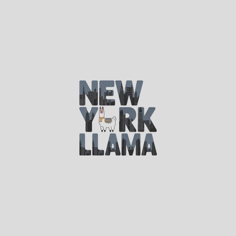 Quirky New York Llama Typography with Cityscape Baseball Cap