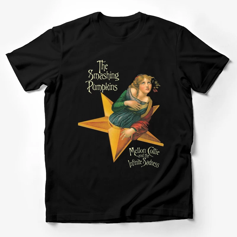 The Smashing Pumpkins' Mellon Collie Album Cover Featuring Classical Art on Golden Star Male T-Shirt