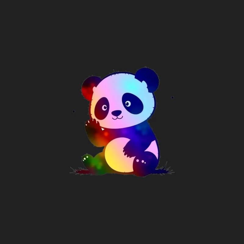 Cute Rainbow Gradient Panda Cartoon Illustration Bucket Hat