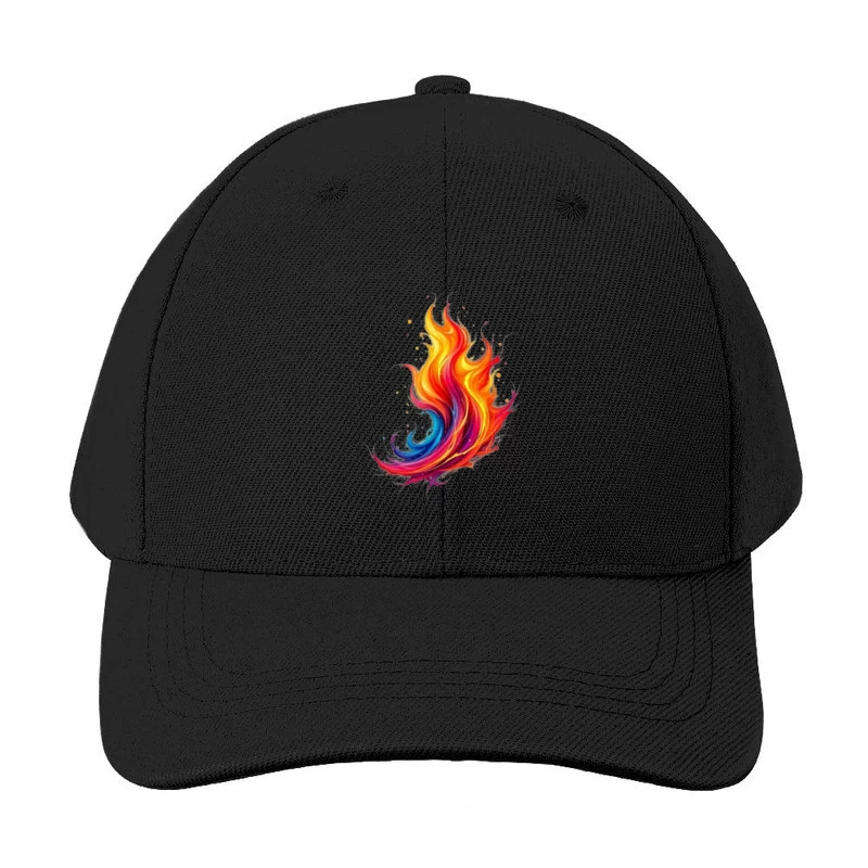 Vibrant Rainbow Flame Abstract Art Baseball Cap