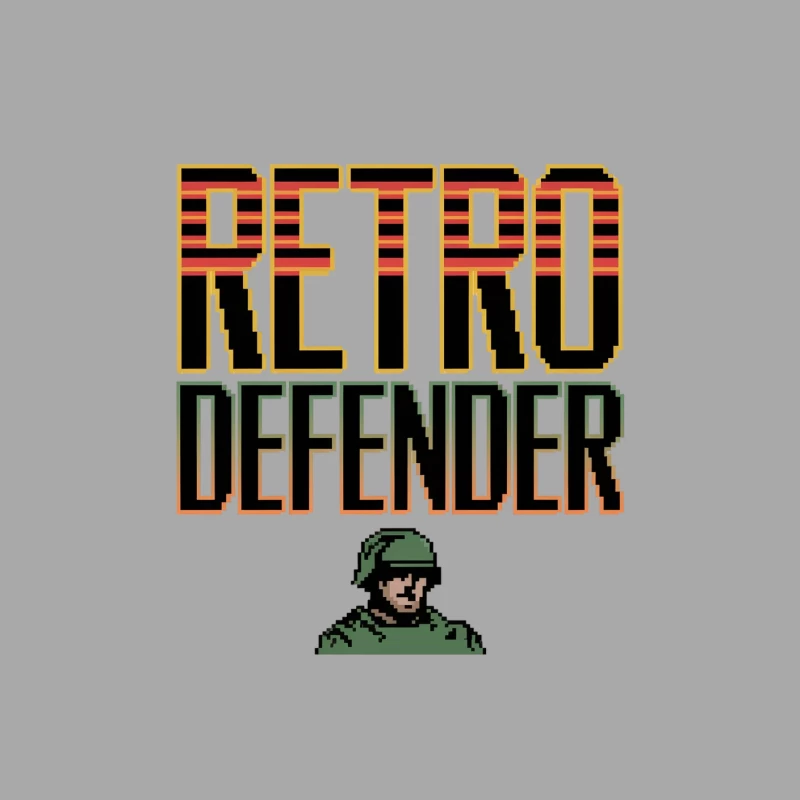 Retro Pixel Art: Defender Arcade Game with Soldier Male Pullover Hoodie