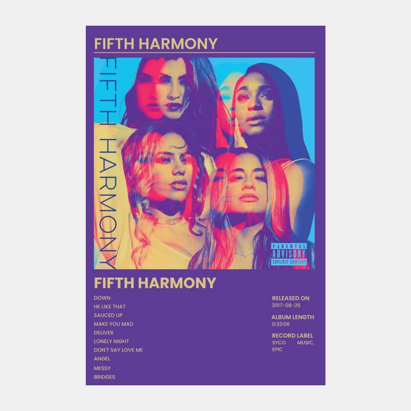 Fifth Harmony Album Cover: Girl Group Pop Music with Parental Advisory Male Tank Top