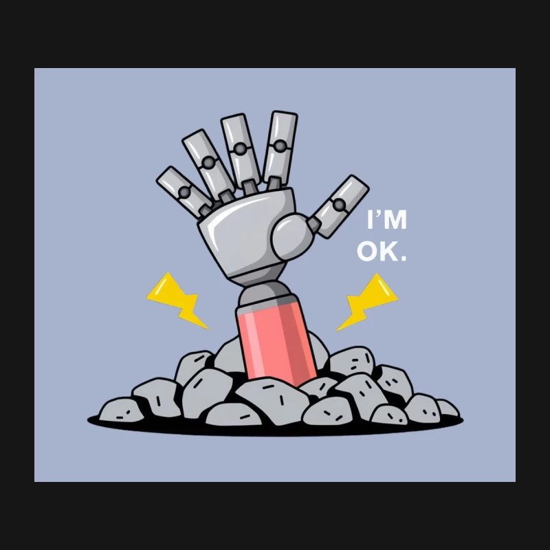 Victorious Robot Hand Emerging from Rocks Mouse Pad
