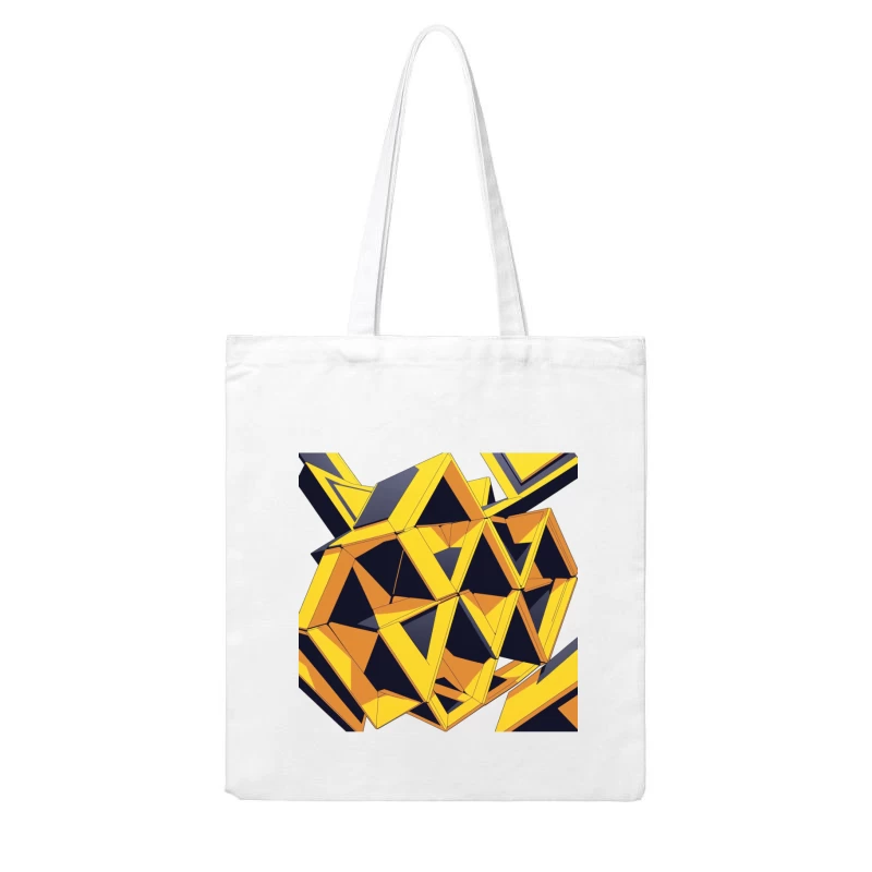 Abstract Geometric Shapes in Yellow and Black Cotton Tote Bag