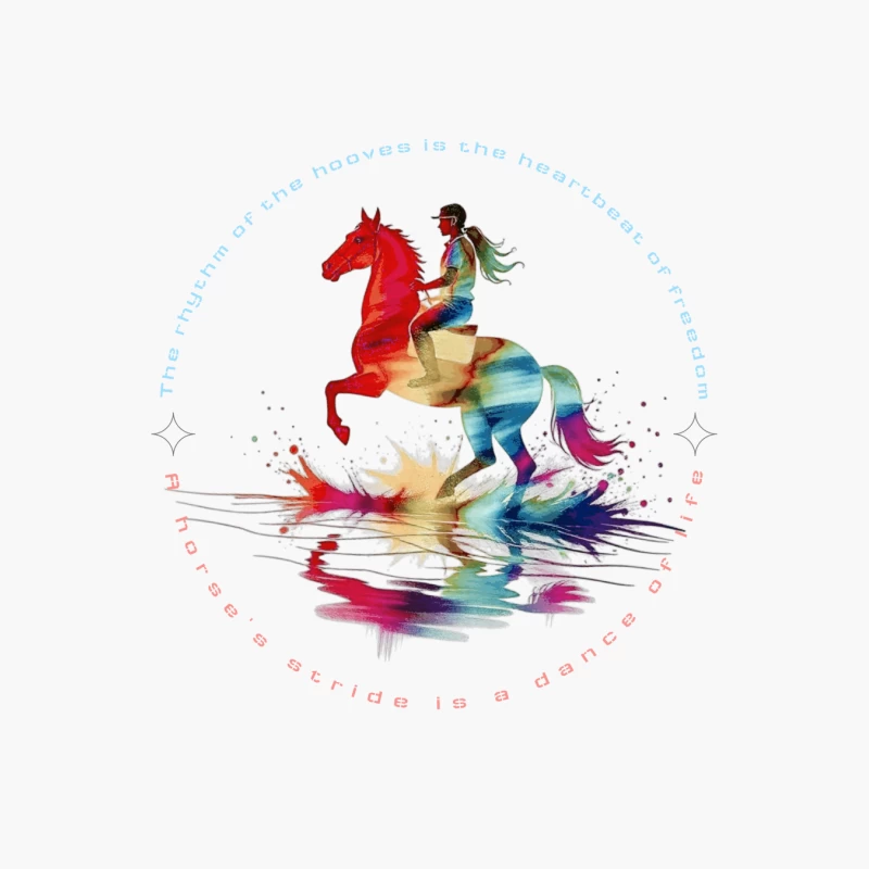 The Dance of Freedom: A Colorful Horse Ride Cotton Tote Bag