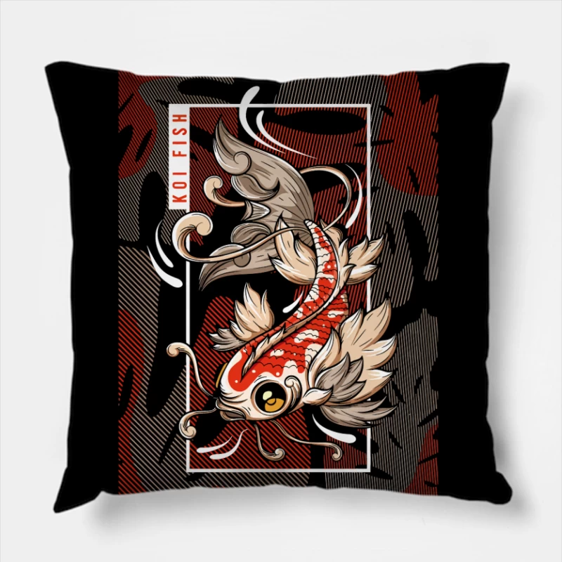 Koi Fish Art with a Contemporary Edge Throw Pillow