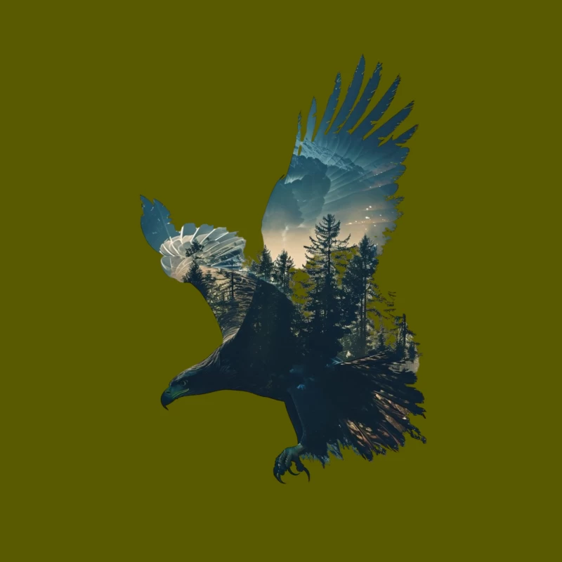 Majestic Eagle with Forest Silhouette Throw Pillow