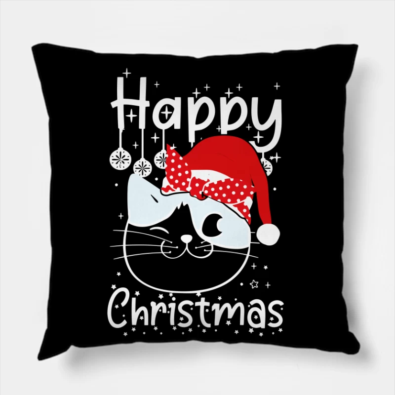 The Festive Feline Cheer Throw Pillow