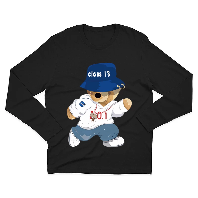 Teddybär mit Hut und lässiger Kleidung Herren Langarm T-Shirt