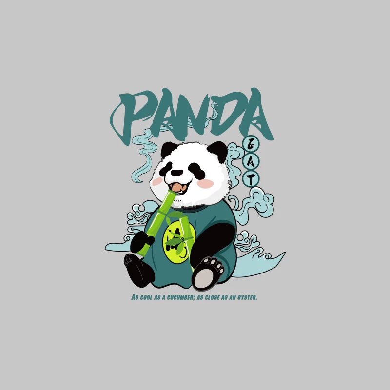Lustiger Panda mit Bambus Herren Langarm T-Shirt