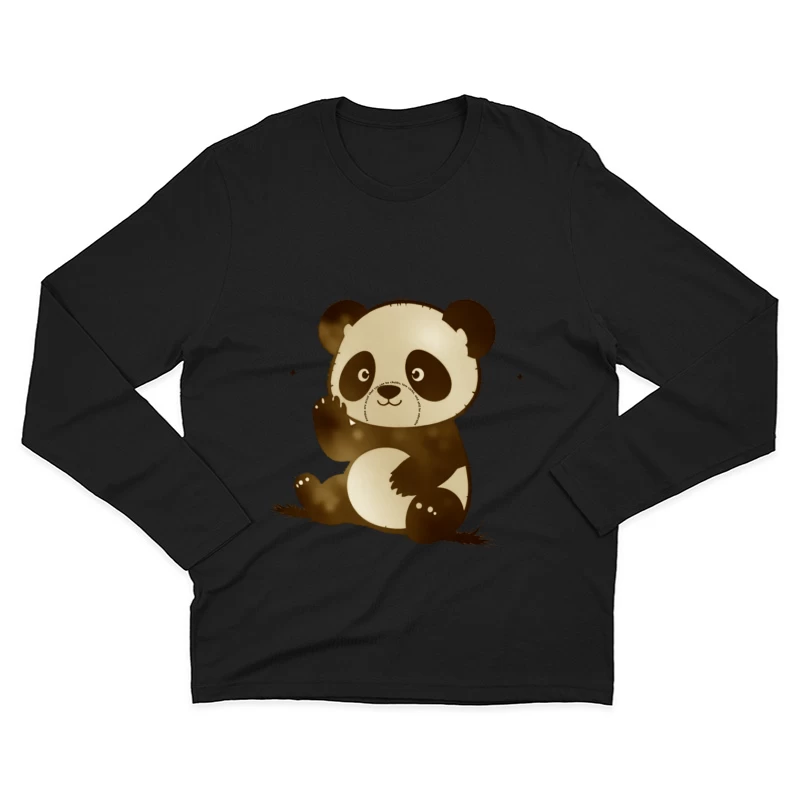 Cute Cartoon Panda Bear Illustration Male Long Sleeve T-Shirt