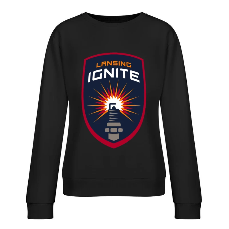 Lansing Ignite Soccer Team Shield Logo with Lighthouse Emblem Female Pullover Sweatshirt