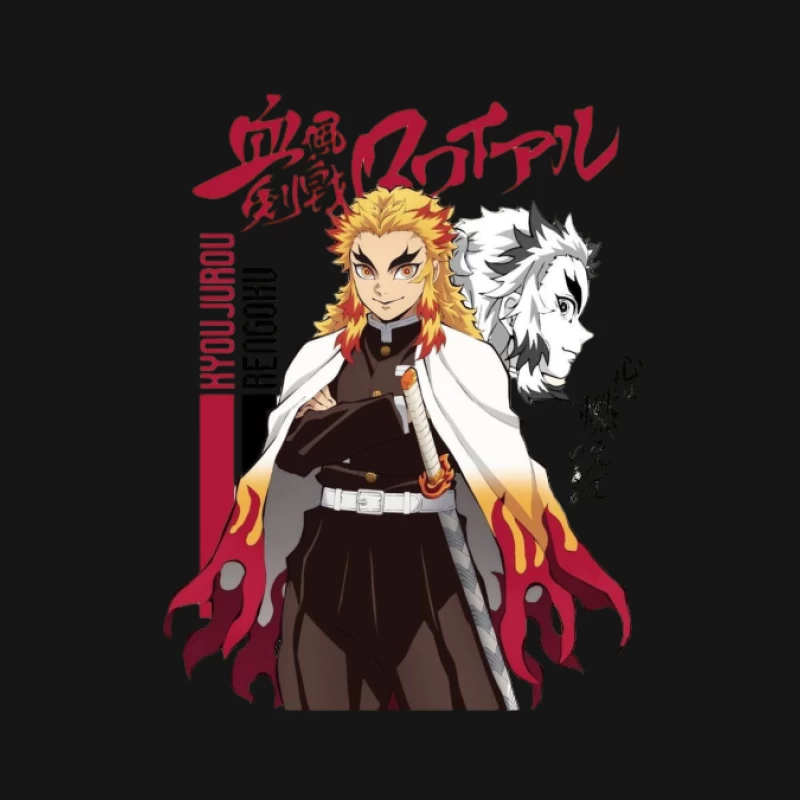 Anime Krieger mit Flammenschwert Herren Langarm T-Shirt