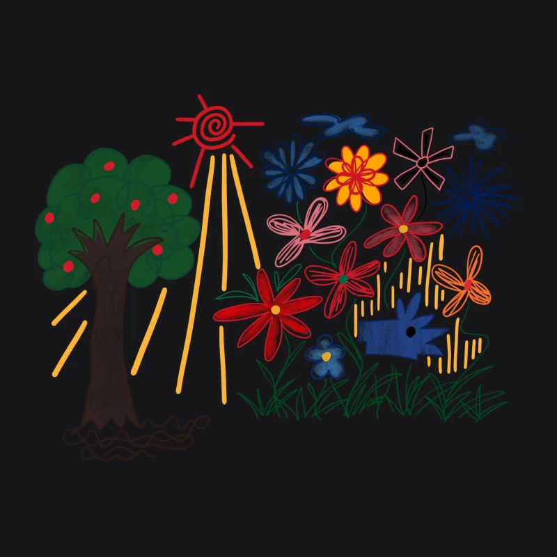 Bunte Blumen und Baum im Sonnenschein Damen Pullover Hoodie
