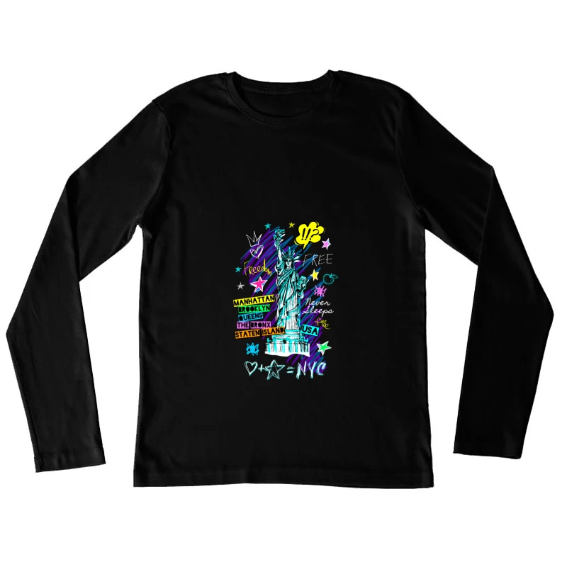 Freiheitsstatue NYC Graffiti Design Damen Langarm T-Shirt