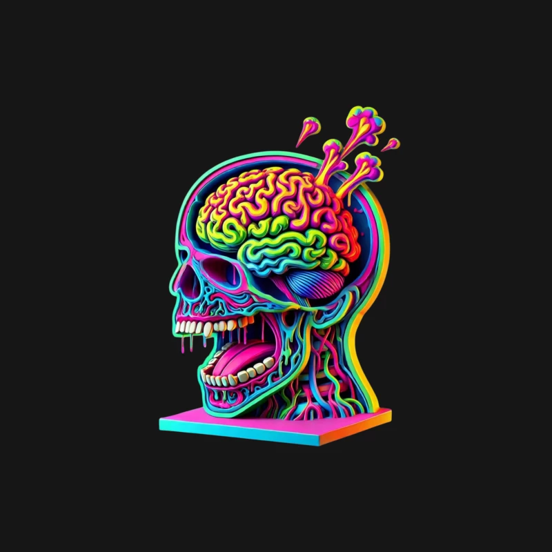 Psychedelic Anatomical Skull with Rainbow Brain Female Long Sleeve T-Shirt