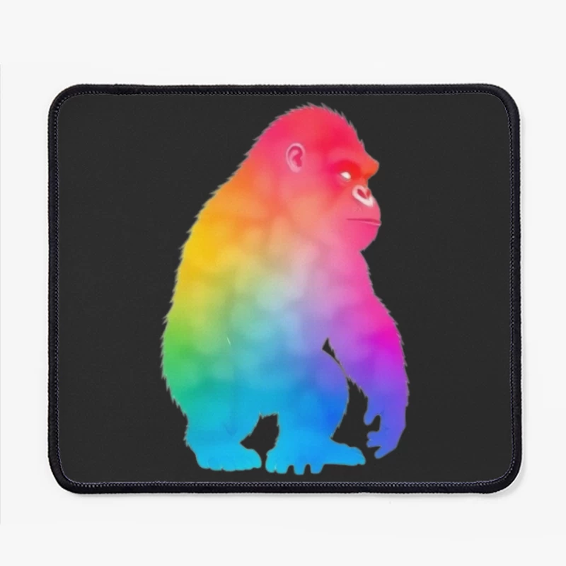 Rainbow Gradient Gorilla Silhouette Art Mouse Pad