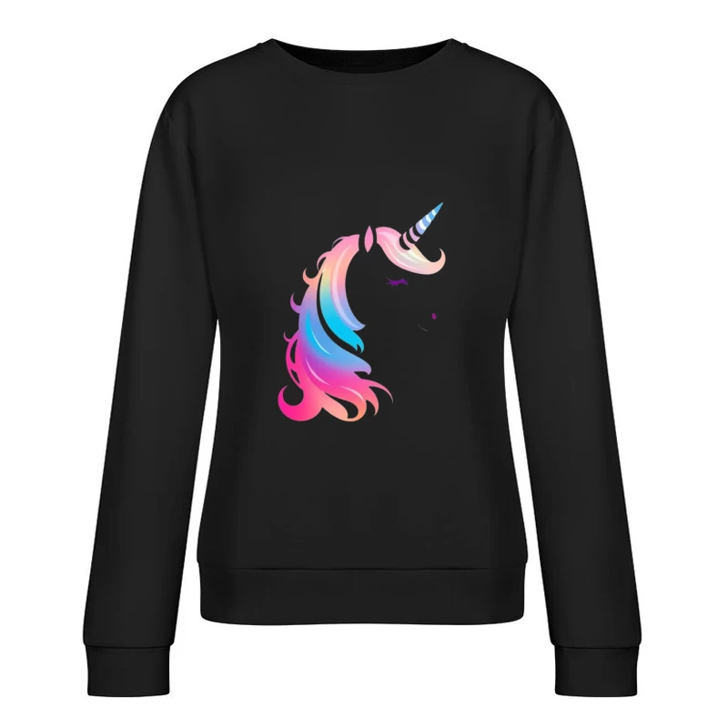 Rainbow Pastel Unicorn Silhouette Female Pullover Sweatshirt