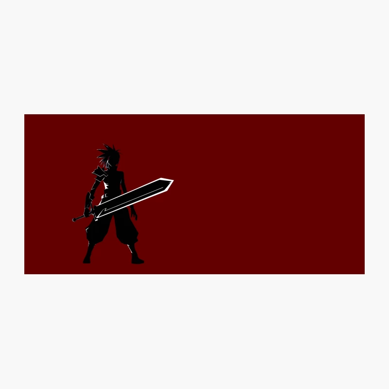 Spiky-Haired Anime Warrior Silhouette with Large Sword Coffee Mug