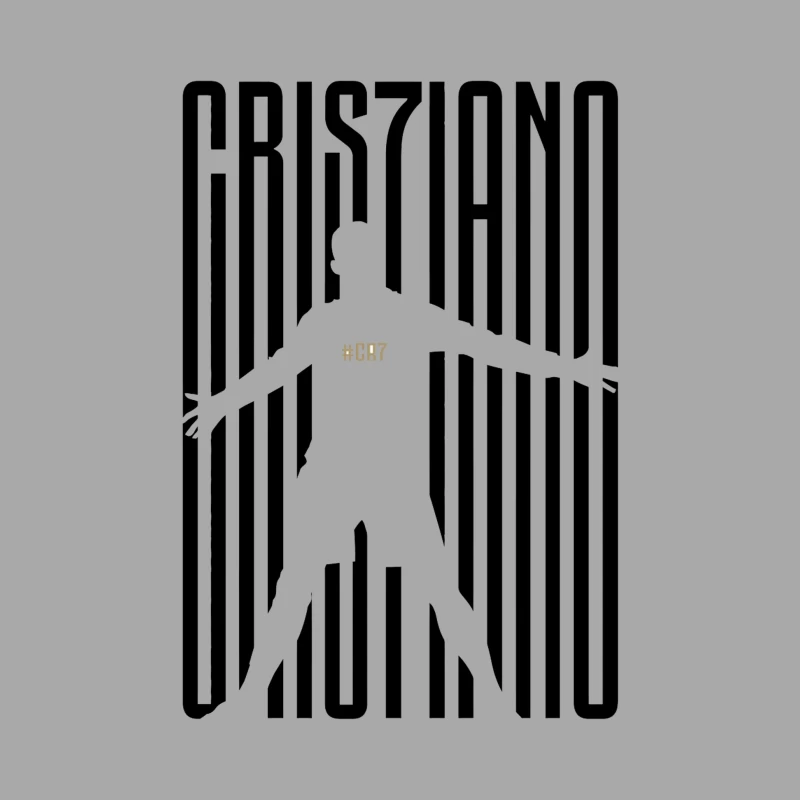 Minimalist CR7 Silhouette with Striped Background Design Male Pullover Hoodie