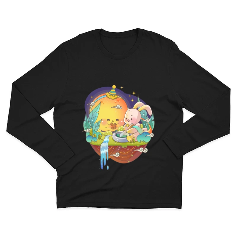 Fröhliches Mondfest mit Hase Herren Langarm T-Shirt