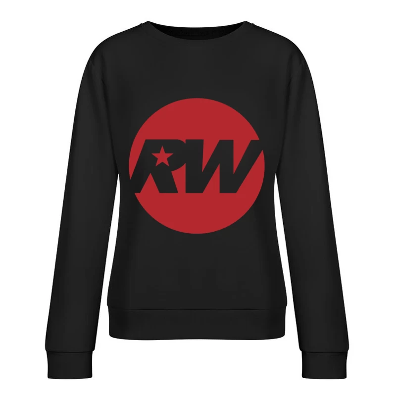 Red and White RW Star Logo Design Female Pullover Sweatshirt