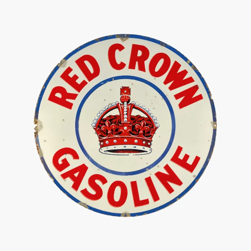 Vintage Red Crown Gasoline Round Metal Sign with Royal Crown Logo Cotton Tote Bag