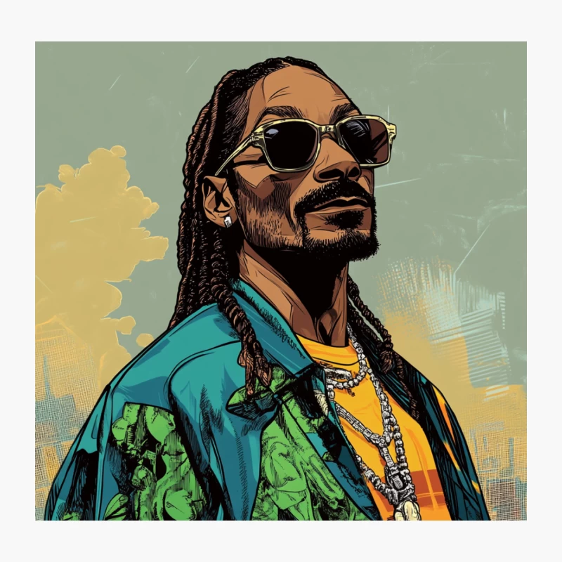 Illustrated Urban Rapper in Colorful Jacket Throw Pillow