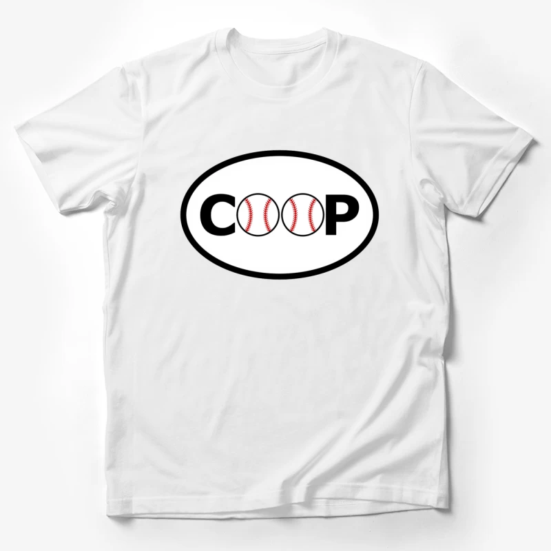 Baseball-Themed COOP Logo Design Male T-Shirt