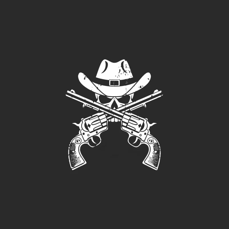 Western Outlaw Skull and Revolvers Baseball Cap