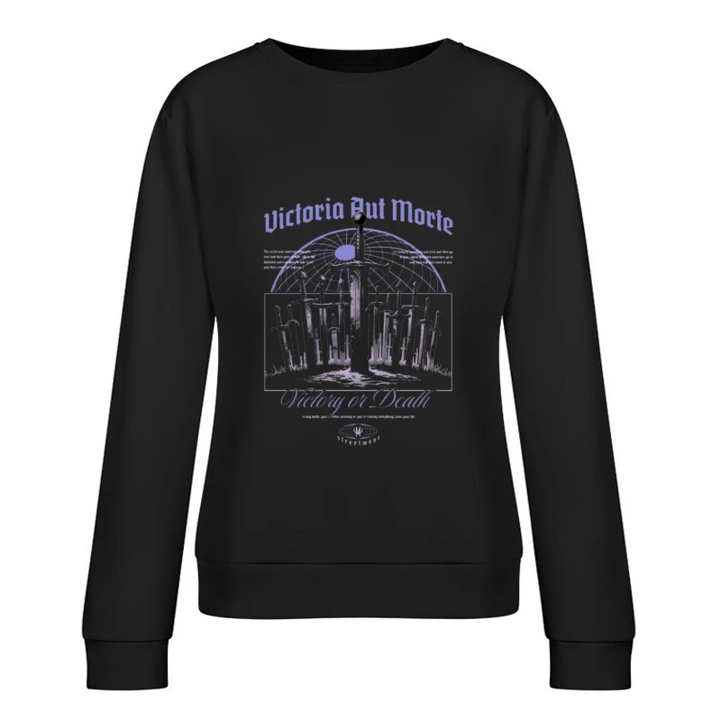 Gothic Medieval Swords Victory or Death Illustration Female Pullover Sweatshirt