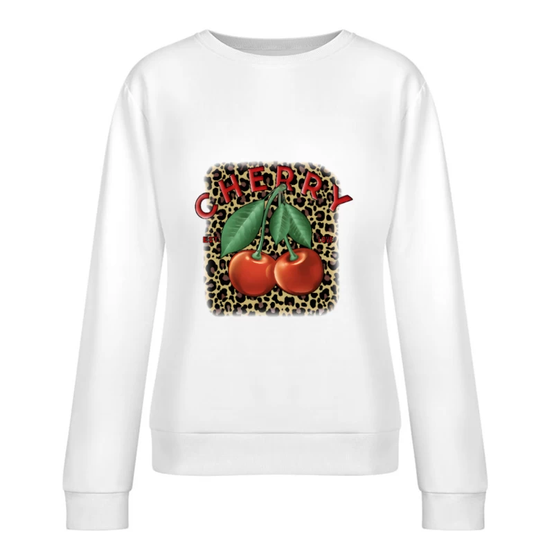 Design de cerises avec motif léopard Femme Sweat-shirt à enfiler