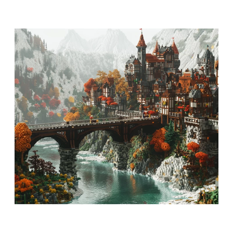 Enchanted Autumn Castle: A Medieval Fantasy Realm Tapestry