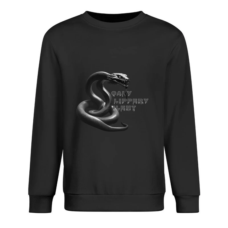 Dark Monochrome Snake with Dripping Text Design Male Pullover Sweatshirt