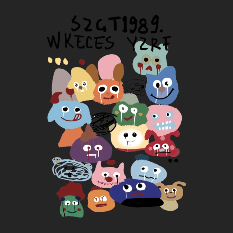 Bunte Monster Gesichter Illustration Damen Pullover Sweatshirt