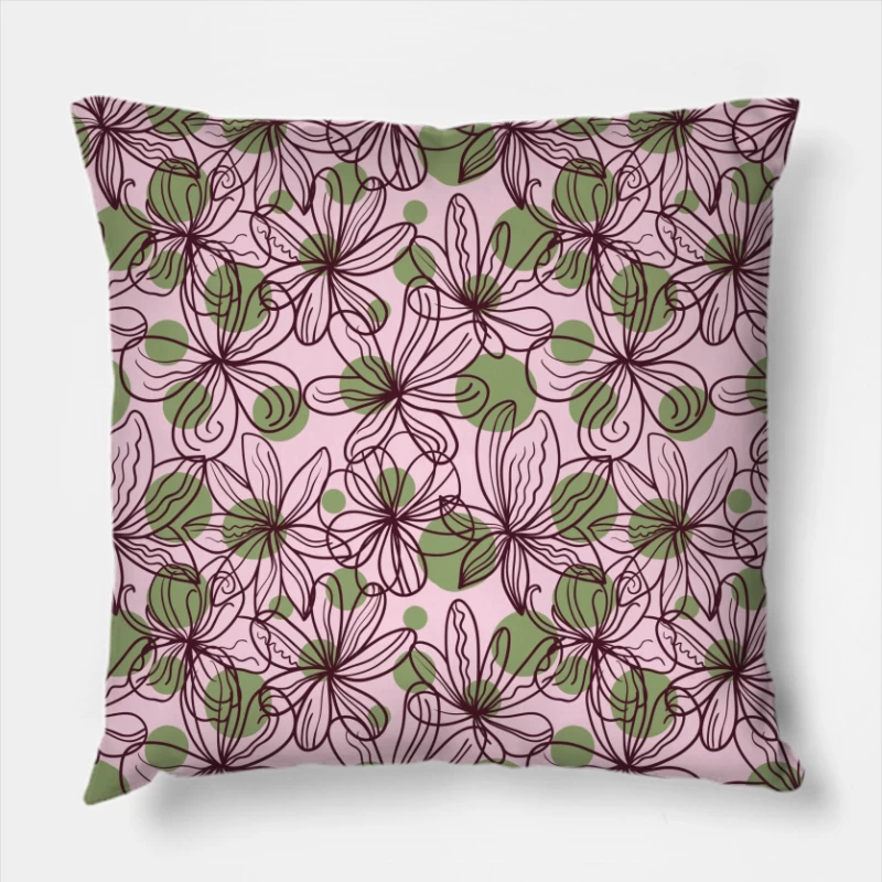 Elegant Floral Whimsy – Botanical Pattern Throw Pillow