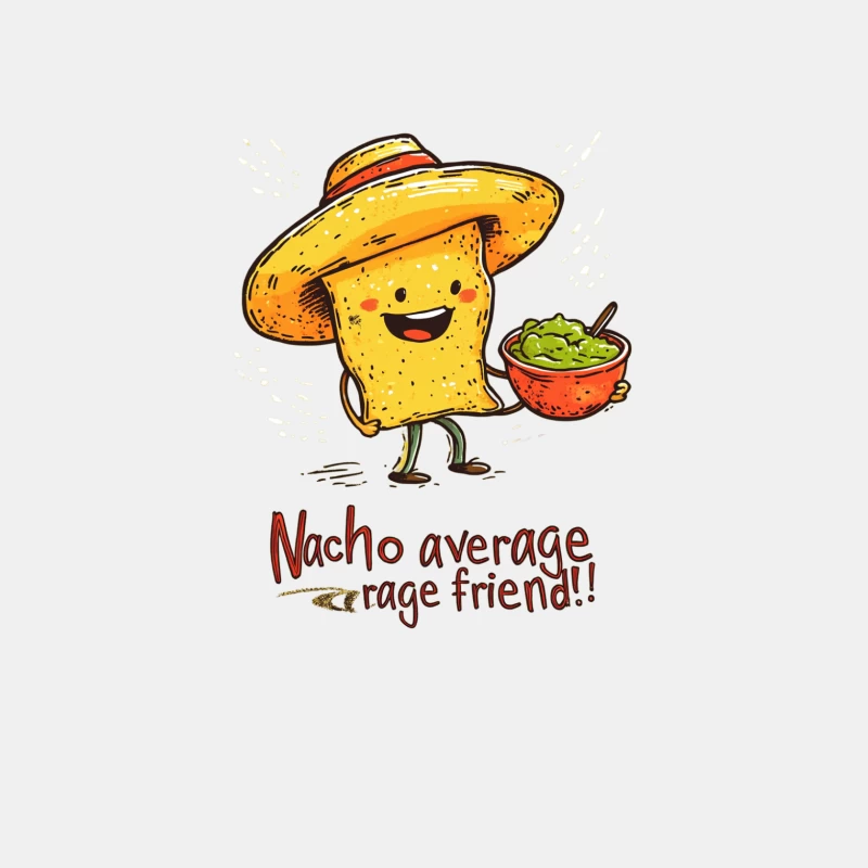 Cheerful Nacho Character with Guacamole and Pun Male Tank Top