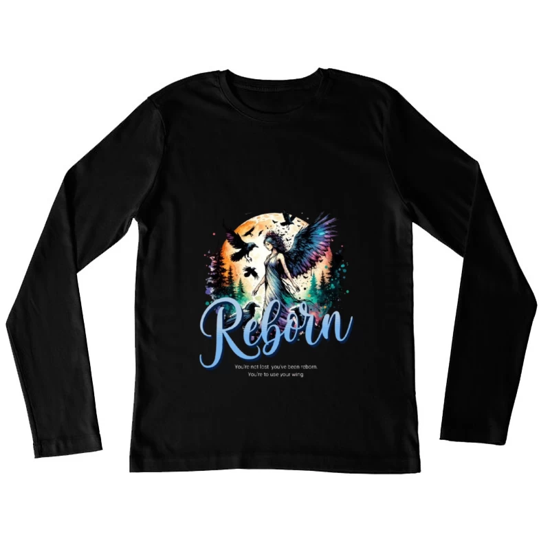 Ethereal Angel Reborn in Mystical Forest Sunset Female Long Sleeve T-Shirt