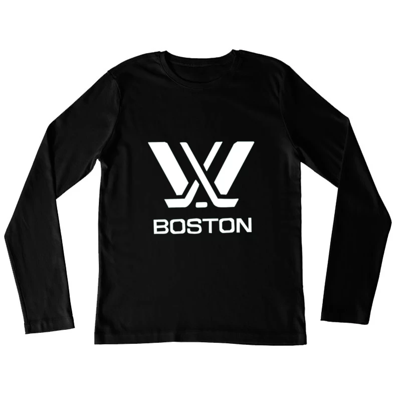 Boston Hockey Team Logo Line Drawing Female Long Sleeve T-Shirt