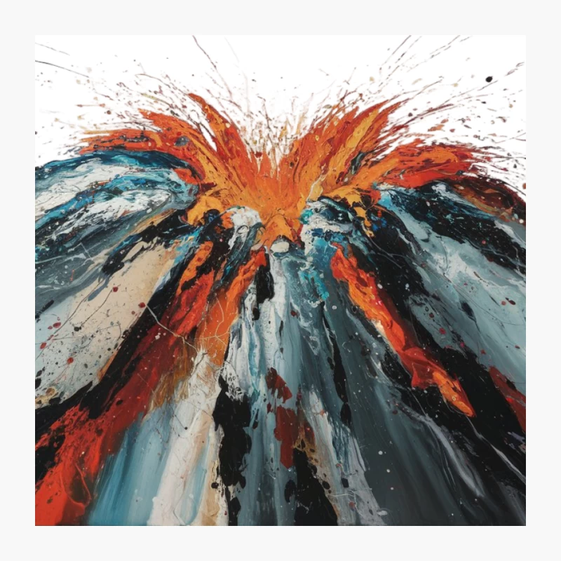 Explosive Abstract Volcano: Vibrant Expressionist Eruption Pin