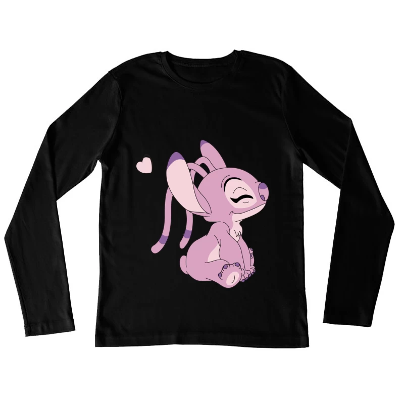Niedliche rosa Kreatur mit Herz Damen Langarm T-Shirt